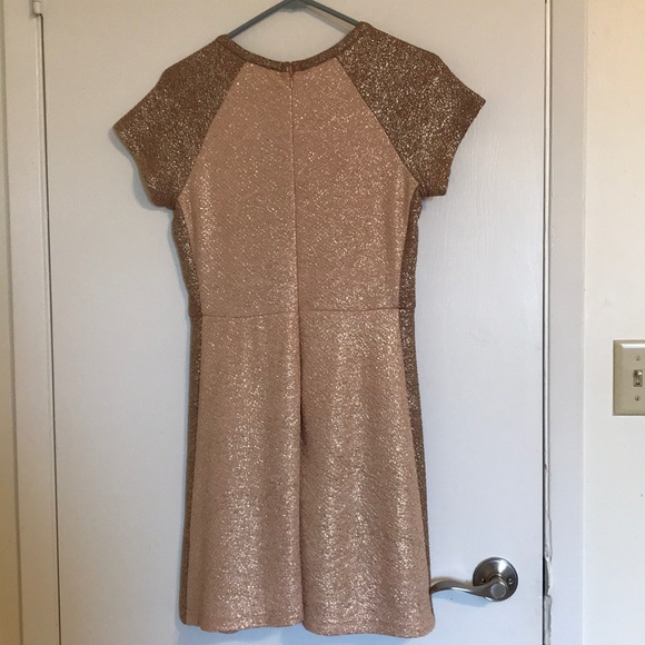 Metallic Short Sleeve Fit and Flare Dress - Picture 2 of 5